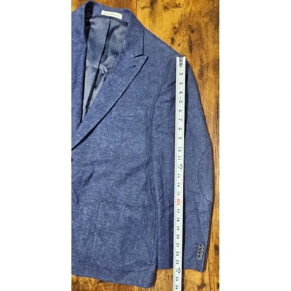 Joseph Abboud Comero Linen Wool Knit Blazer Men's 46 Short Dark Blue Sport Coat